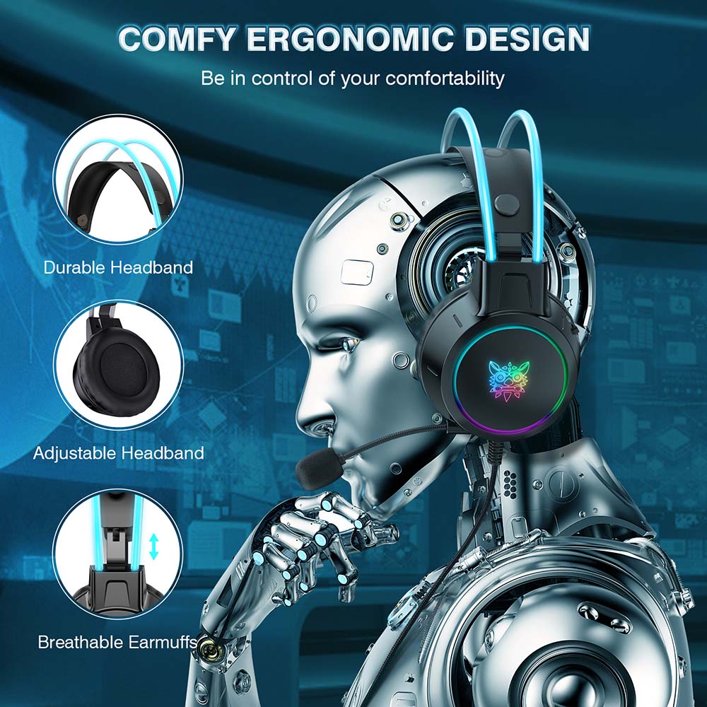 ONIKUMA X15 Pro Gaming Headset 3.5mm Wired Headset Surround Sound Gaming Headphone with RGB Lighting Effect ONIKUMA X15 Pro Gaming Headset 3.5mm Wired Headset Surround Sound Gaming Headphone with RGB Lighting Effect